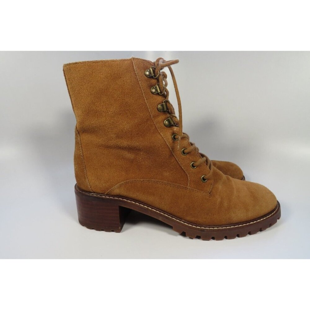 Madewell Tan Suede Lace-Up Combat Boots - Picture 4 of 14